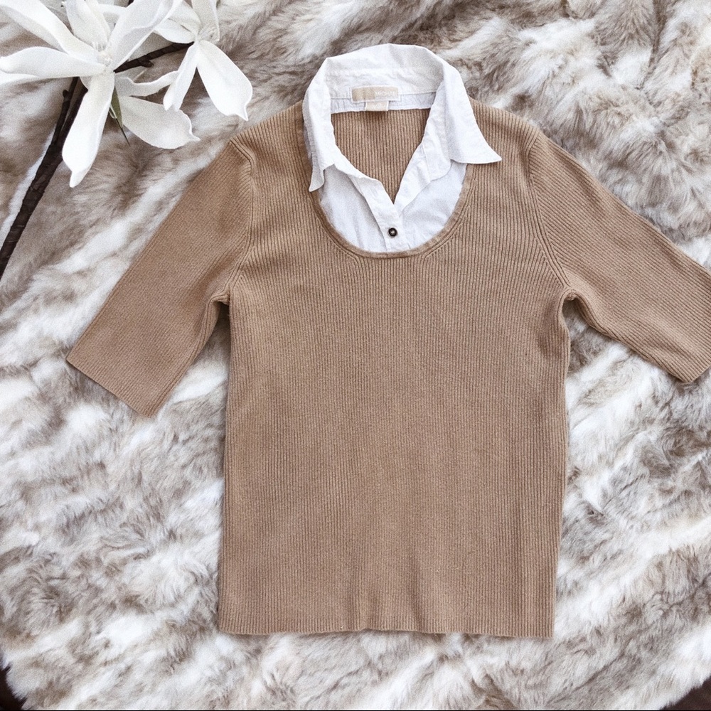 Michael Kors Knitted Top with White Collar